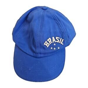 VINTAGE Brasil 2014 Adjustable Adult Ball Hat Stars Embroidered Logo Blue Cap